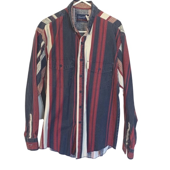 Wrangler Other - Wrangler X-Long Tails Western Shirt Mens 16.5x36 Striped Long Sleeve~Large Tall